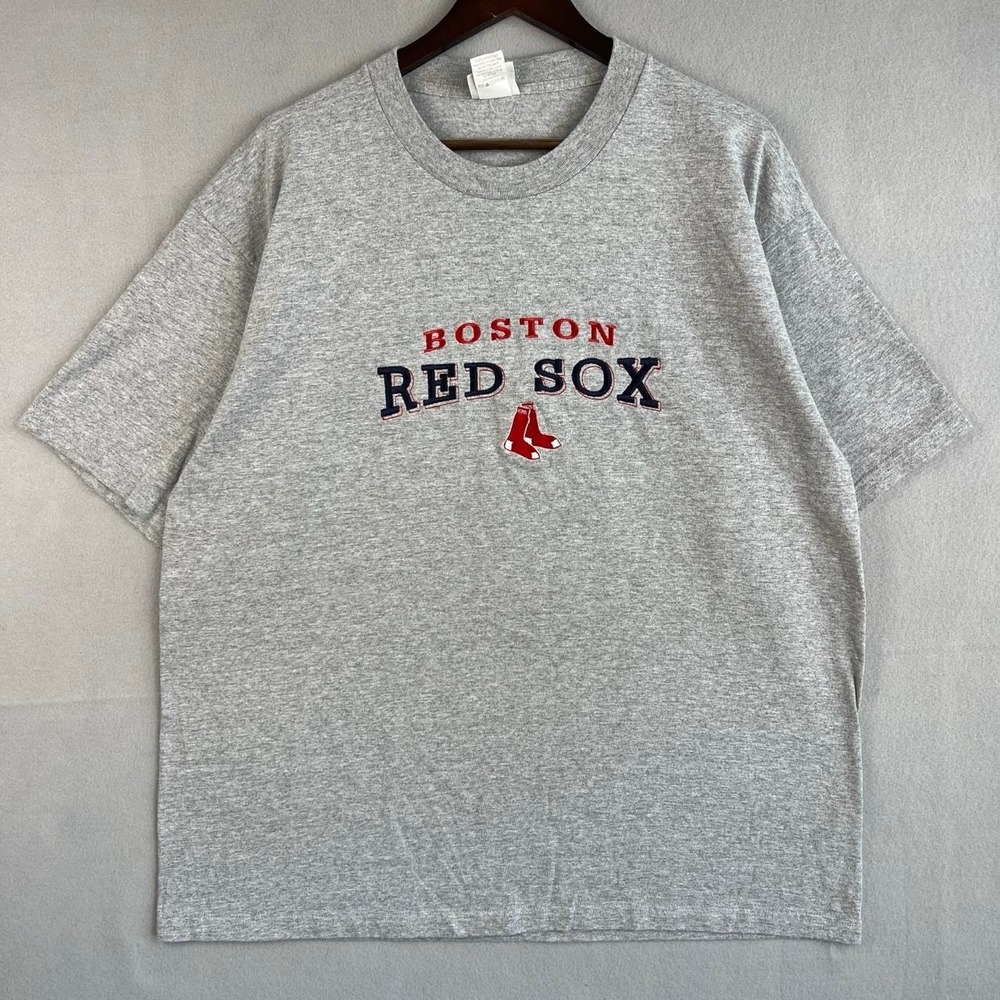 Vintage Boston Red Sox MLB Baseball Embroidered Lee Sport Gray Tee Shirt XL